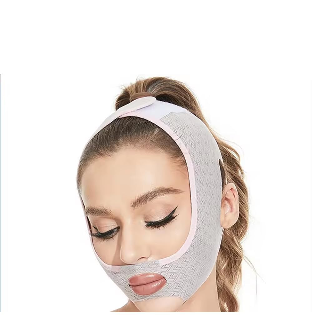 Facial Slimming Belt, Double Chin Reducer Reusable V-Shape Face Mask for Men & Women Facial Shaped UPLift Belt, Slim Cheeks Lifting Jaw Line Shaper Anti Wrinkle Strap Elastic Face Bandage(1 PCS)(J121) 4