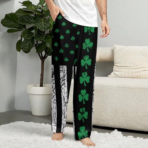 Ireland U.S. Flag Men's Pajama Pants Lightweight Pjs Bottoms Sleep Lounge Pant with Pocket Drawstring4