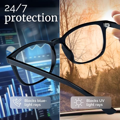 Image of livho High Tech Blue Light Blocking Computer Glasses | Advanced Blue Light Blocking, Screen Fatigue Protection, UV Protection, Black + Dark Purple