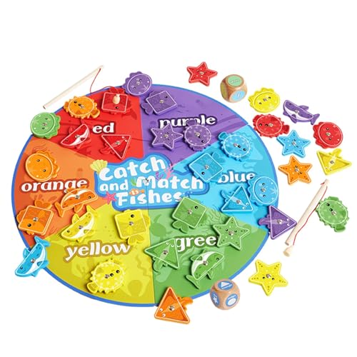 Jouet de pêche en Bois, Voyage de Jeu de pêche magnétique - Coordination magnétique en Bois pour Puzzle,Numéros éducatifs colorés Compter Le Puzzle...