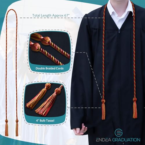 Image of Endea Graduation Single Honor Cord Two-Color (Red /AntiqueGold)