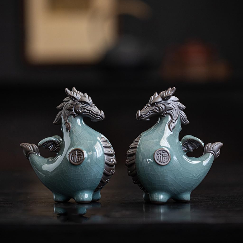 金馬の茶道具セット？龍のデザイン Amazon.co.jp: 龍と翼の馬の変身 龍馬精神 妖精 置物 オブジェ 動物