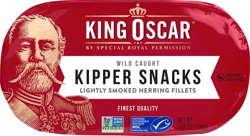 Image of King Oscar Kipper Snacks, 3.54 Ounce Cans (Pack of 4), Lightly Smoked Herring Fillets, Wild Caught Canned Herring