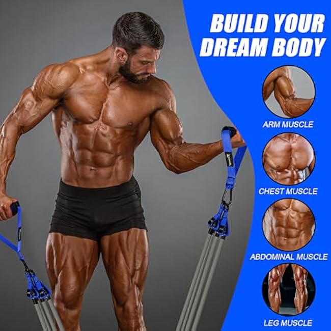 Heavy Resistance Bands for Working Out, 350lbs/450lbs Exercise Bands with Handles, Workout Bands Set for Men, Fitness Weight Bands for Muscle Strength Training, Stretching, Slim, Home Gym Equipment