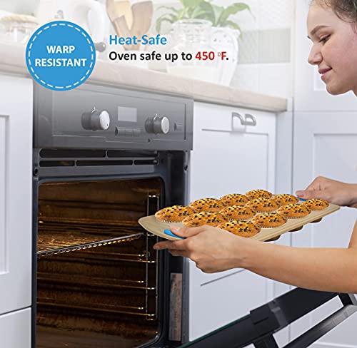 Baking Pan 10 Piece Set Nonstick Gold Steel Oven Bakeware Kitchen Set With Silicone Handles, Cookie Sheets, Round Cake Pans, 9X13 Pan With Lid, Loaf Pan, Deep Pan, Pizza Crisper, Muffin Pan By Perlli #TOP7