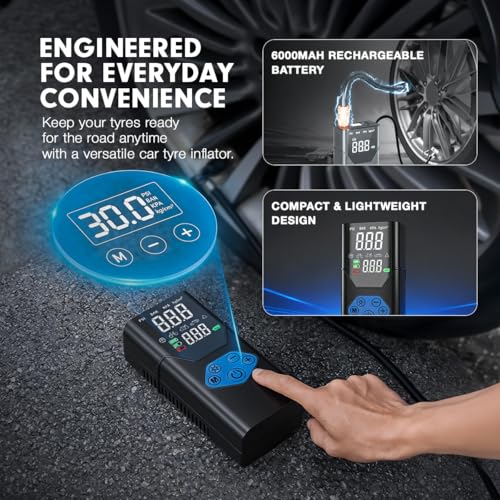 Image of Blaupunkt Cordless Digital Tyre Inflator - TIF-999 DA-WL-12V, Tyre Inflator /Rechargeable & Corded Power Suitable for Cars, Motorcycles, Bicycles & Other Sports Equipment