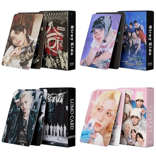 WlsqDE 4 Pack/220pcs Strraykiid Photocards Anime Fotokarten Lomo Karte Lomo Card Anime Merch für Fans Geschenke
