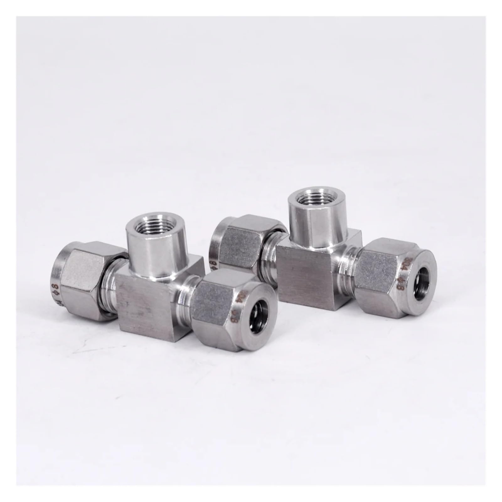 Raccord de tuyau à compression 3 voies en acier inoxydable, 1/8", 1/4", 3/8", 1/2", M10/14/16/20 femelle, diamètre extérieur de tube 6, 8, 10, 12, 14 mm(12mm,1/4")