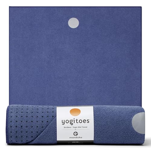 Manduka Yogitoes Hot Yoga Mat Towel - 71' | Moisture Activated Grip | Patented Silicone Nubs | Highly Absorbent, Durable & Easy Care | Made from Recycled Materials | 71 x 24 Inches | Moon