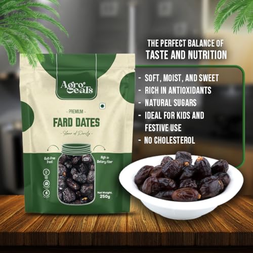 Image of AGROEATS PREMIUM FARD DATES - 250g Pack | Natural Saudi Khajur | Nutritious & Naturally Sweet | No Added Sugar | Biodegradable Packaging | Ideal for Gifting & Daily Snacking