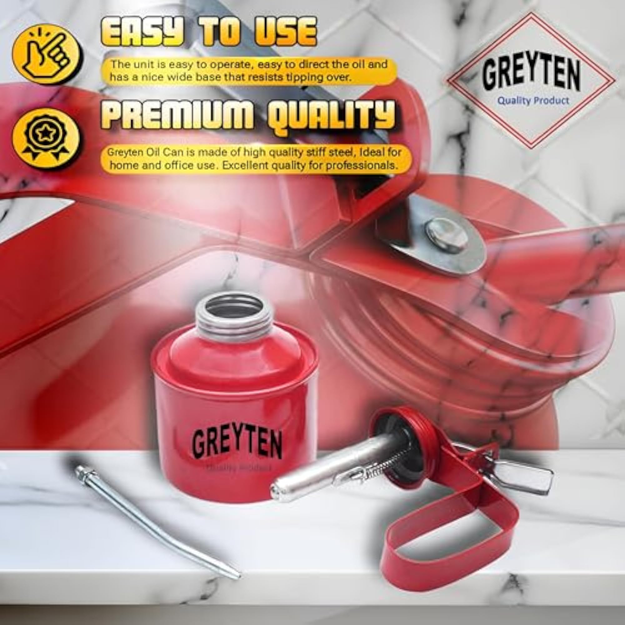 Manual Pump Steel Pistol Type Oiler Can with Straight Spouts