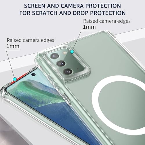 Image of Magnetic Case for Samsung Galaxy Note 20 Compatible with MagSafe, Shockproof Phone Bumper Cover, Anti-Scratch Clear Back Plastic (Clear)