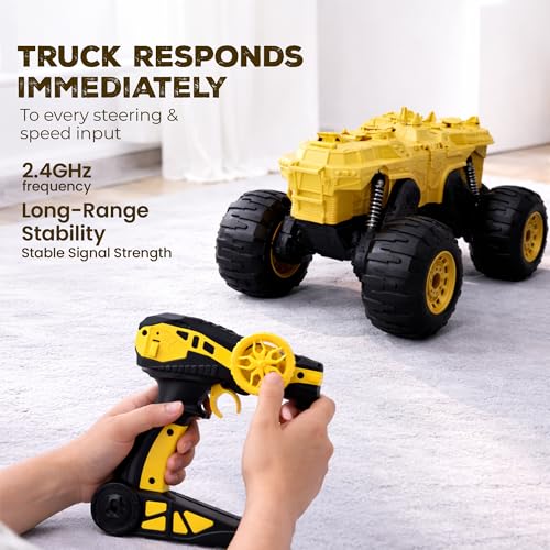 Image of Moon Rover Remote Control Car 4x4 | 1:12 Scale 40 KM /H High-Speed | 4WD Off-Road | 360 Rotation | 45 Climb | 2.4GHz Signal | 7.4V Rechargeable Battery Fun Learning Toy for 6-12 Year - Yellow