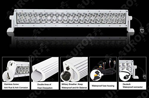 Aurora 20 Inch Led Marine Series(White Housing) Light Bar Combo Dual Row 120W 9600 Lumens #TOP1