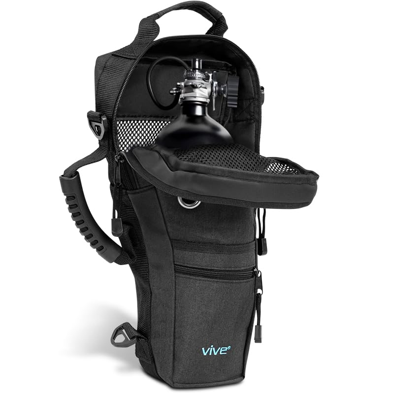 Vive Oxygen Tank Holder Backpack - Portable Carrying Shoulder Bag for Oxygen Cylinders - Healthcare Supplies & Accesories for Traveling - Lightweight Adjustable Straps (Medium)