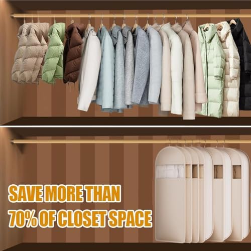 Otherwise Space Saving Garment Bag,Space Saving Hanging Garment Bag with Self Compression Zipper,Garments Bags for Hanging Clothes,Garments Bags for Closet Storage(White,X-Large)4