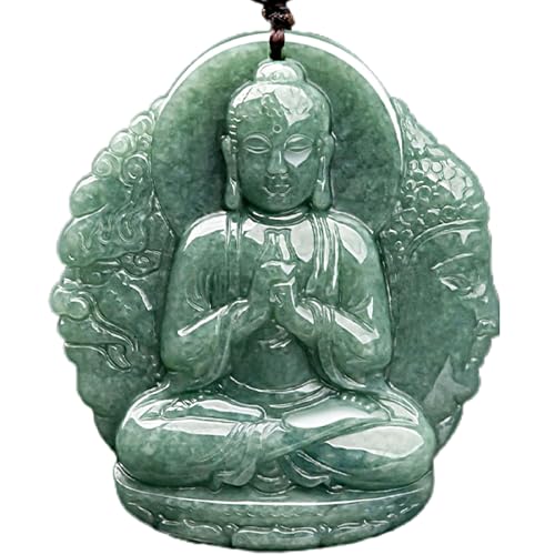 Natural Jade Buddha Necklace Pendant Certified Grade A Untreated Burmese Jadeite Hand Carved Tathagata Amulet for Men and Women