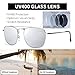 JIM HALO Retro Square Aviator Sunglasses Premium Glass Lens Flat Metal Eyewear Men Women (Silver/Mirror Silver)