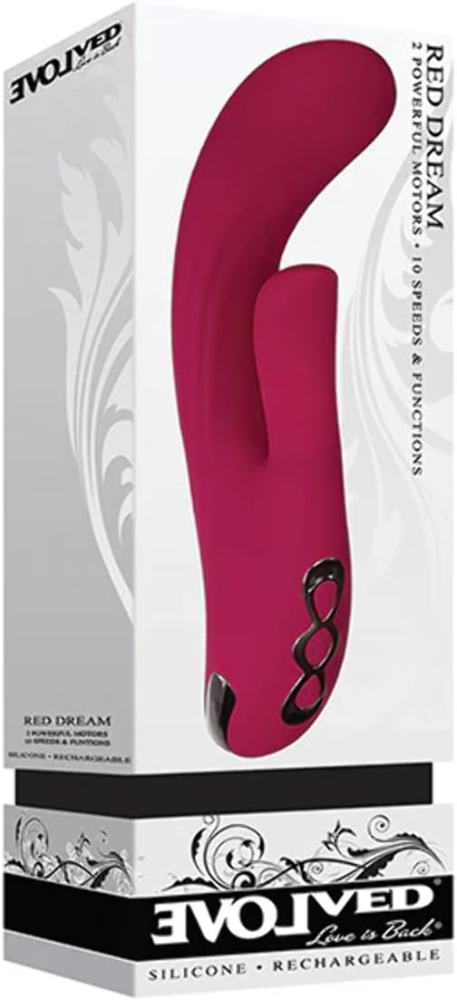 Evolved Love is Back Red Dream 2 Powerful Motors Dual Stimulator - Rechargeable Silicone Rabbit Vibrator