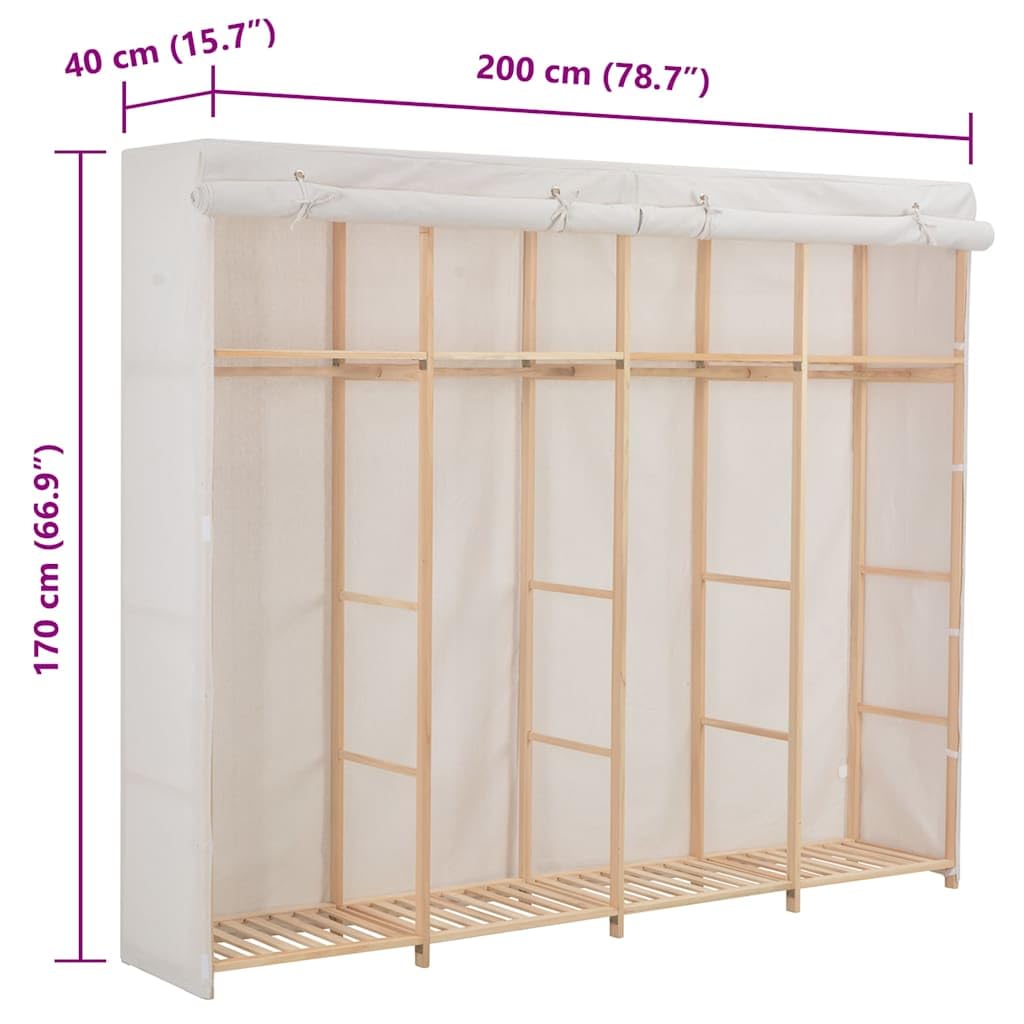vidaXL Kleiderschrank Weiß 200 x 40 x 170 cm Stoff