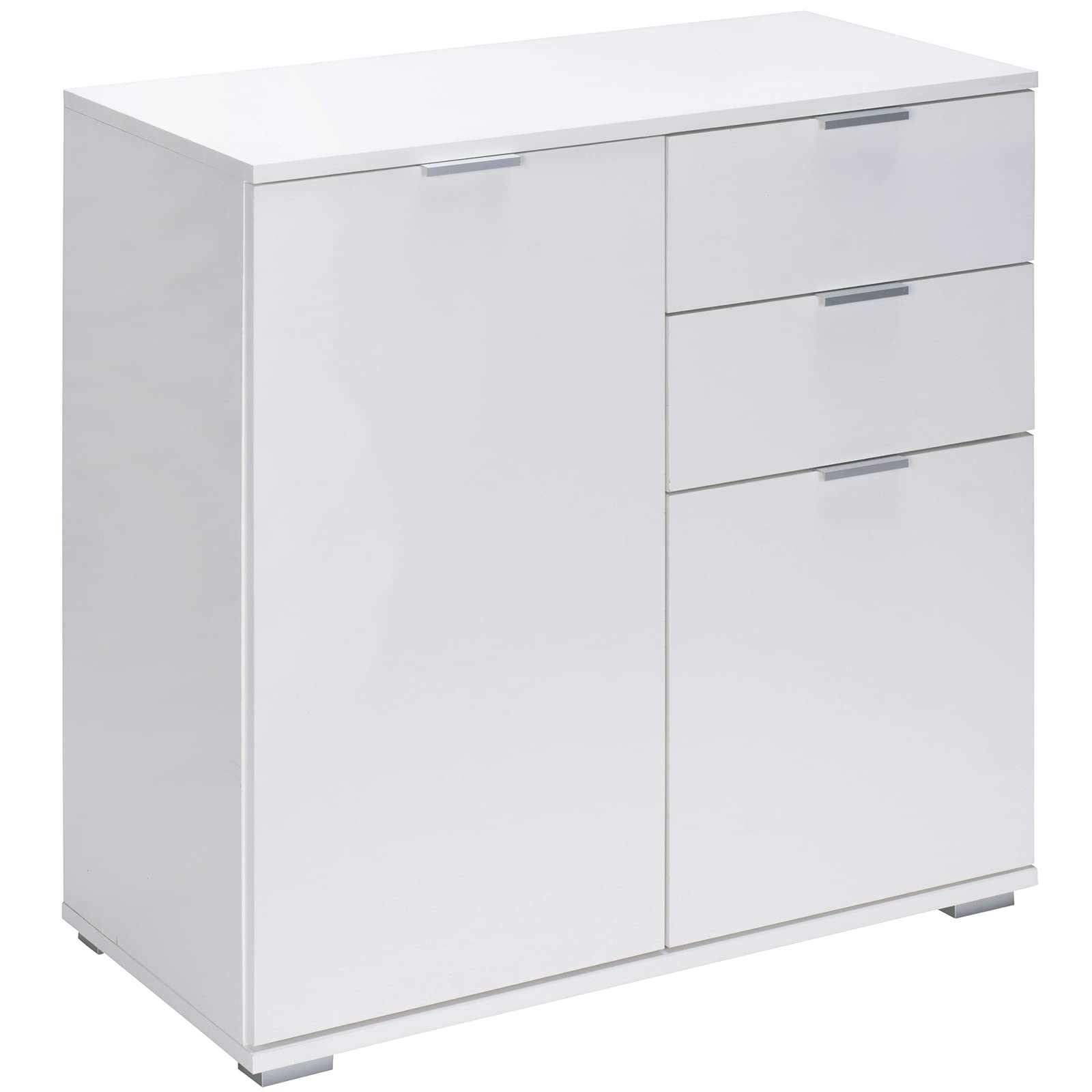Casaria Buffet Blanc 71x74x35cm Commode Meuble de Rangement Alba avec 2 Portes 2 tiroirs pour Salon Salle à Manger intérieur