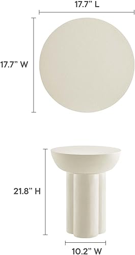 Miniatura 3 de Modway Decoración contemporánea de la sala de estar con revestimiento de hormigón caspio y lado redondo, ideal como mesa de entrada pequeña en blanco
