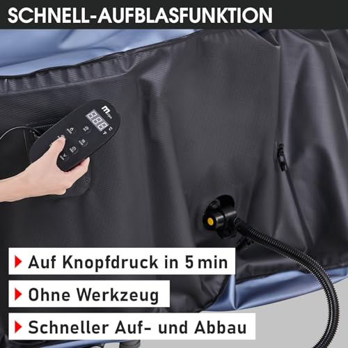 Whirlpool aufblasbar BRAST MSpa Tekapo für 6 Personen 185x185cm In-Outdoor Pool 132 Massagedüsen Energiespar-Timer Heizung Aufblasfunktion per Knopfdruck Bubble Spa Wellness Massage