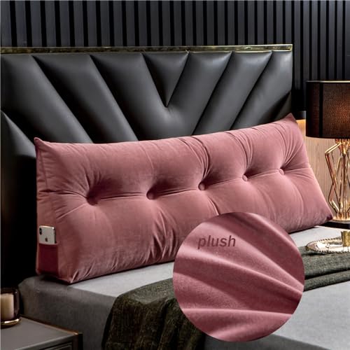 Treer Almohada Triangular con Cuña Triangular para Respaldo, Felpa Almohada de Lectura de Cabecera, Cojín de Apoyo Lumbar, Cojín de Posicionamiento para Sofá Cama (Pasta de Frijol Rojo,120x50x20cm)