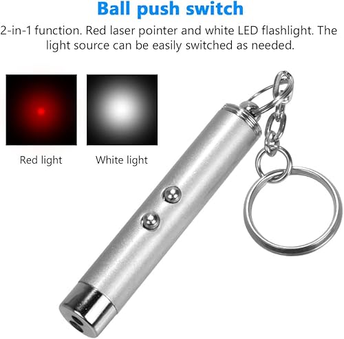 Miniatura 6 de 2 en 1 gato mascota juguete rojo LED puntero pluma linterna blanca linterna interactiva pluma de entrenamiento para perros gatos