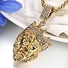 JewelryWe Crown Lion Head Pendant Stainless Steel Men's Necklaces Punk Rock Style(Gold Color) #2