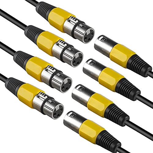 Image of MAD OWL 4 Packs 3 Pin XLR Connector - Cannon DMX Cable Male /Female Adapter, Panel Mount Microphone Cable Connector for Stage Light DMX Signal Wire