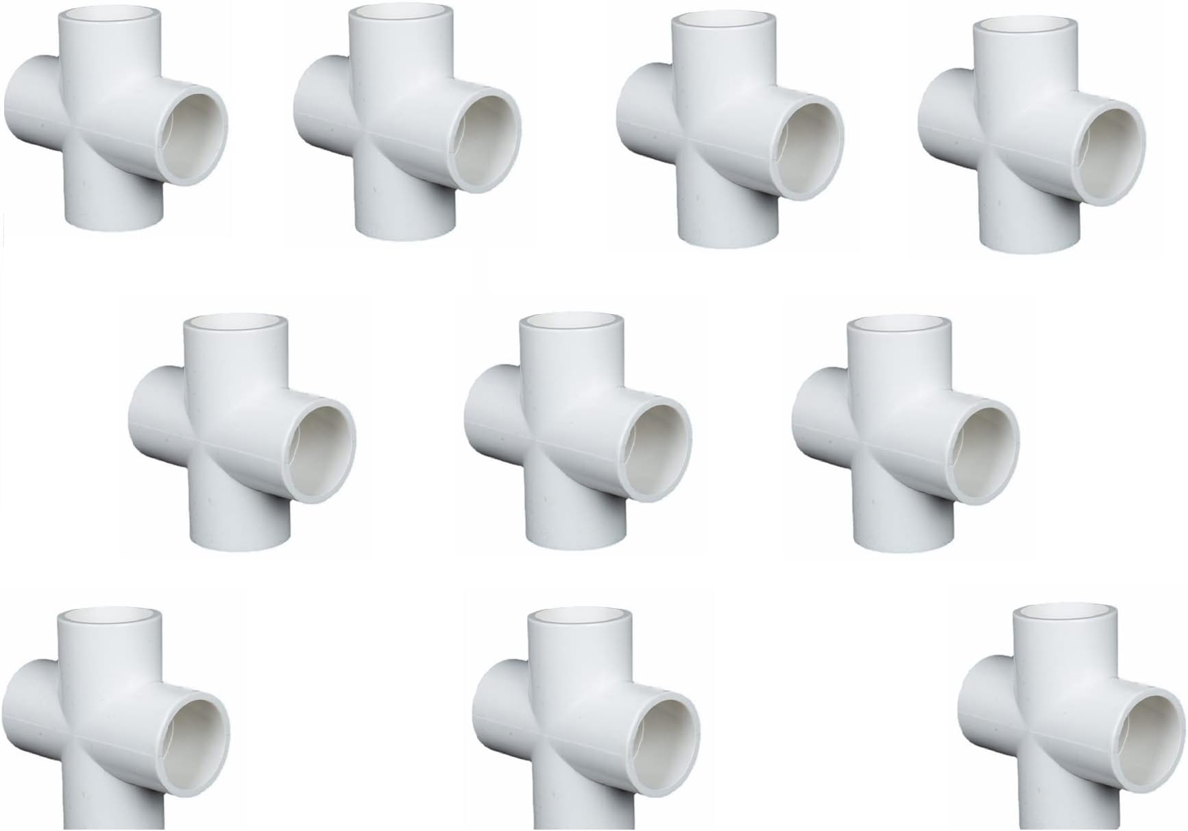 4 Way Pipe Fittings, Easy to Connect Impact Resistant Stable UPVC Cross Tee Connector 1/2 inch Inner Diameter for Furniture Installation for Tent Connection (10 pc)