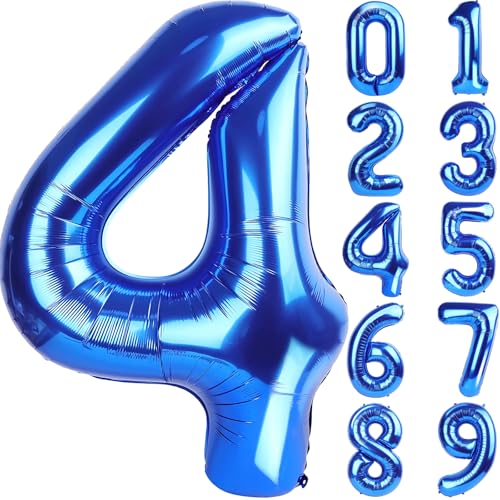 Image of Number Balloons Navy Blue Balloons - Giant Number 10 Balloon, 10 20 30 40 50 Numbers Balloon Birthday Decorations, Blue Party Supplies for Boy Men