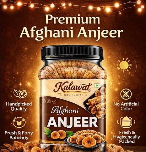 Image of Kalawat Premium Dried Anjeer 415gm | Medium Size Figs | Soft and Sweet Afghani Anjeer Anjir | Healthy Dry Fruits Snack | Rich in Iron Vitamins and Fibre | Low Fat Snack