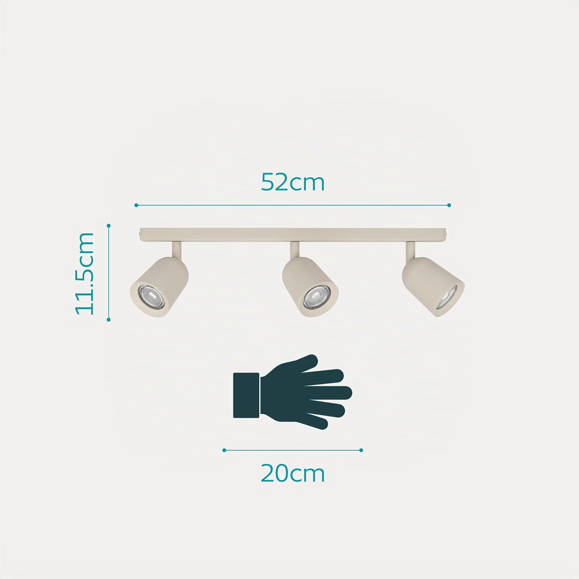 EGLO Deckenlampe 3-flammig Camaldoli Deckenstrahler | mit flexiblen drei Strahlern, Spot Deckenleuchte aus Stahl in Sandfarben, GU10 Fassung