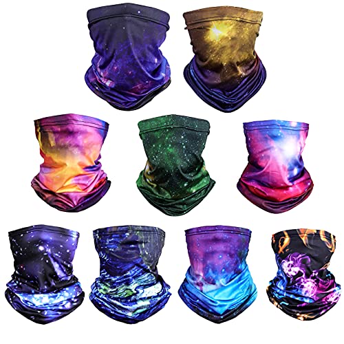 Sun Protection Face Mask Neck Gaiter - 9 Pack Breathable UV Protection Scarf for Men & Women, Hiking, Cycling, Fishing