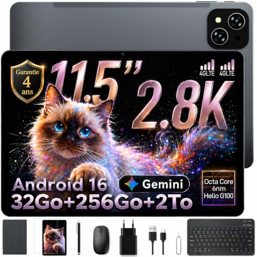 TABWEE T12Pro Android 16 Tablette avec Clavier, 2.8K QHD+, 11 Pouces