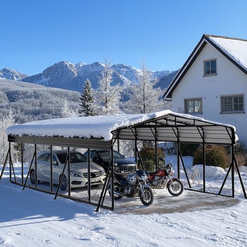Image of 20x30FT Metal Carport, Heavy Duty Car Port Canopy with Metal Roof and Frame, Extra Large Carports Withstand Strong Wind or Heavy Rain, Suitable for Parking Pickup, Boat, Car, and Tractor