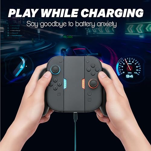 Image of NiTHO Joy-Con Charging Grip for Switch 2, Portable JoyCons Controller Charger Grip with 3M USB-C Cable, Comfortable Textured Anti-Slip Gamepad Grip, Play While Charging
