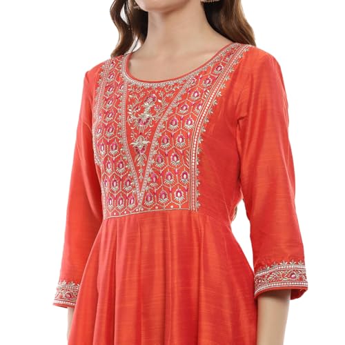 Image of BIBA Women Polyester Blend Embroidered Detail Festive Anarkali Suit Set