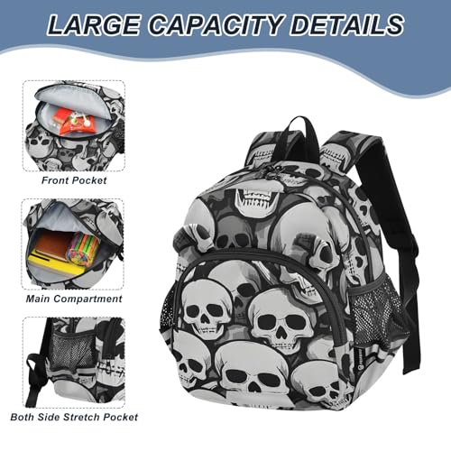 Kid's Backpack for Boys & Girls Toddler Bag Many Skull Backpack with Safety Leash4