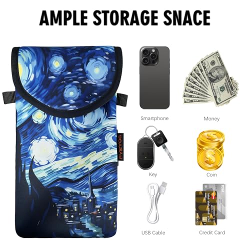 Image of Neoprene Phone Sleeve Pouch Case Bag for Men Women w /Crossbody Strap /Neck Lanyard for iPhone 17 /16 /15 /14 Pro Max, Samsung S25，Pixel 10