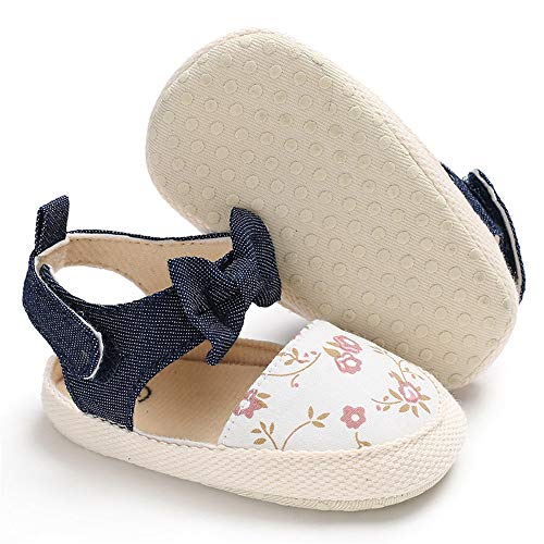 Isbasic Infant Baby Girls Floral Bowknot Sandals Toddler Soft Sole Anti-Slip First Walkers