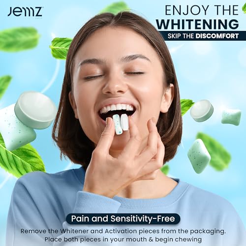 Image of Jemz Smile Chewable Teeth Whitening Kit - 16 Treatments, Teeth Whitening Gum for Sensitive Teeth Enamel, Tooth Whitening Without Sensitivity