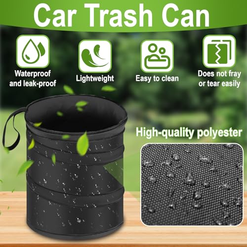 2 PCS Car Trash Can, Collapsible Pop-up Car Garbages Can, Portable Garbage Bin with Elastic Band, Small Garbage Can for Back Seat Front Seat, for Outdoor Traveling & Home Use