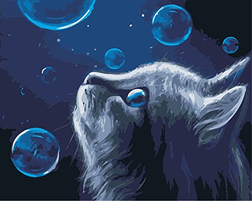 TianMai Paint by Number Kits - Bubble Cat 16x20 inch Linen Canvas Paintworks - Digital Oil Painting Canvas Kits for Adults Children Kids Decorations Gifts (No Frame)