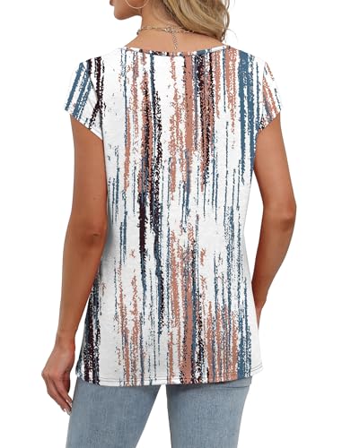 Saloogoe Womens Summer Tops 2025 Cap Sleeve U Neck T Shirts Short Sleeve Tshirts Shirts Beach Fashion Vacation Outfits - Image 6