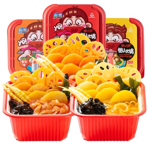 Yumei Instant Hotpot Self-Heating 425g, Variety Flavor Pack of 3 (variety pack of