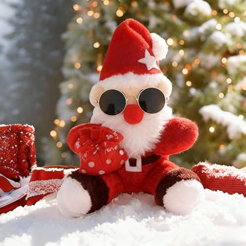 Image of Tickles Santa Claus Wearing Sunglasses Soft Stuffed Plush Toy for Kids Boys & Girls Christmas Day (Size: 30 cm Color: Red)