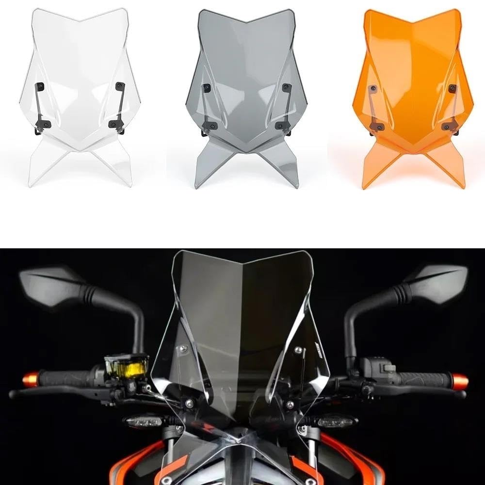 Do 790 Duke 2018-2024 890 2020-2023 Szyba Przednia Motocykla Osłona Szyby Przedniej Deflektora Przedłużenie szyby motocykla(Gray)
